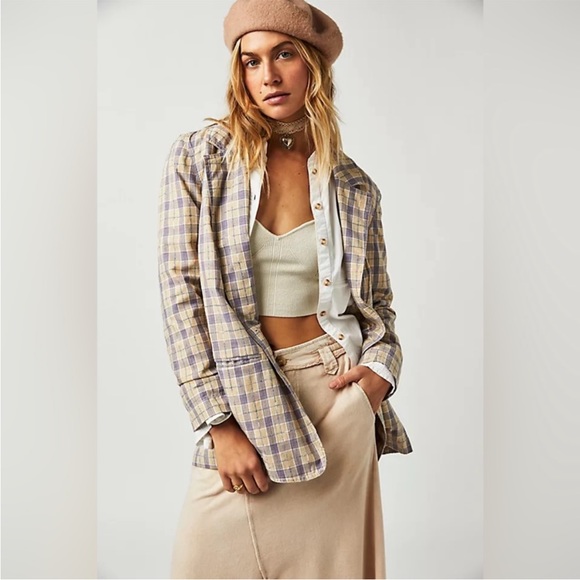 Free People Beckett Plaid Blazer Jacket - Picture 2 of 7
